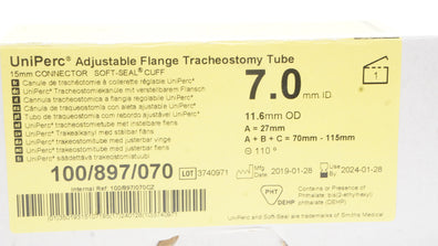 Smiths Medical 100/897/070 UniPerc Tracheostomy Tube 7.0mm ID x 11.6mm OD (x)